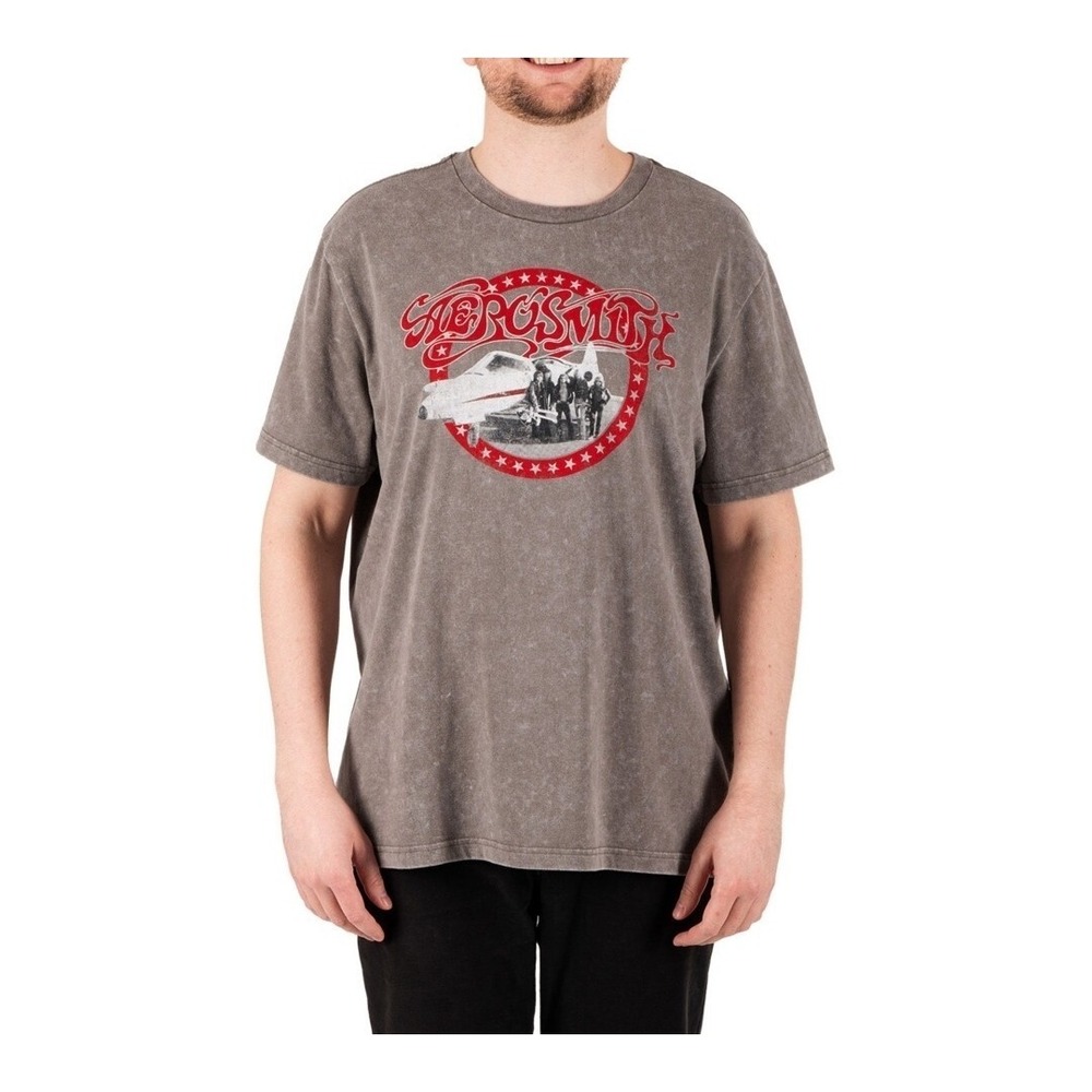 NWT‎ Men's Licensed Aerosmith Soft Crewneck Short Sleeve Band Tee Walnut Large
